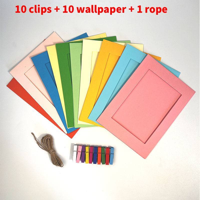 

Modern Minimalist Color Wall Photo Frame Set With Clips For Living Room Decor