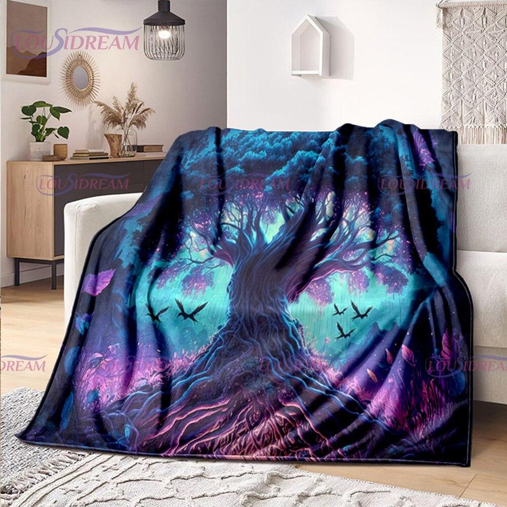 Celtic Style Tree of Life Blanket Tree of Life Wiccan Flannel Blanket Soft Warm Blanket Couch Bed Chair Decor Camping Gifts