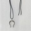 Industrial Chic Horseshoe Pendant Necklace with Black Wax Cord - Unique, Fashionable & Versatile Sweater Chain