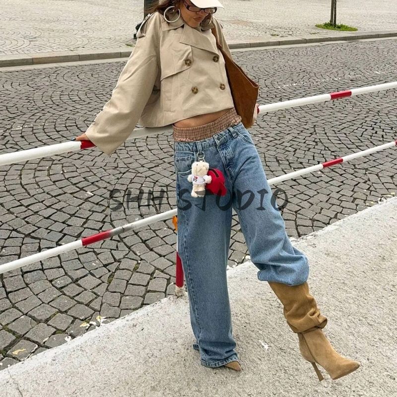 Fall New Women's Clothing British Style Double Row Ornament Casual Polo Collar Long Sleeves Short Trench Coat Jacket Outwear