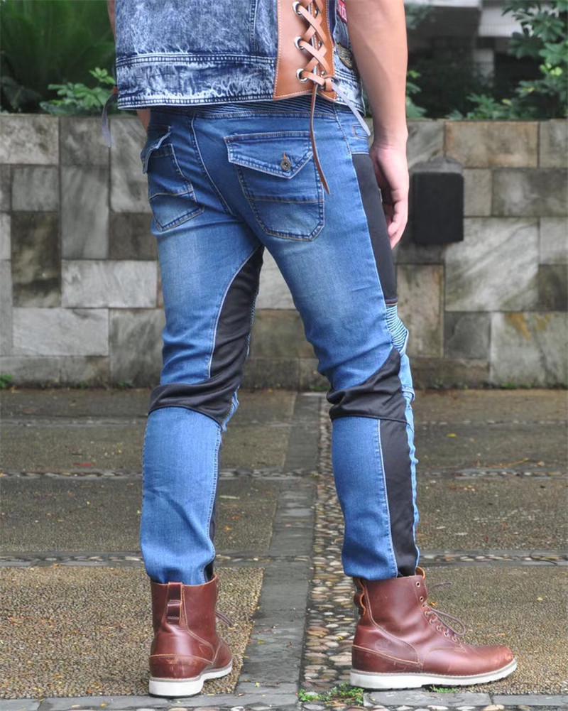 PK719 Blugi de vară pentru bărbați pentru motocicletă: Pantaloni de curse din plasă elastică respirabilă cu protecții