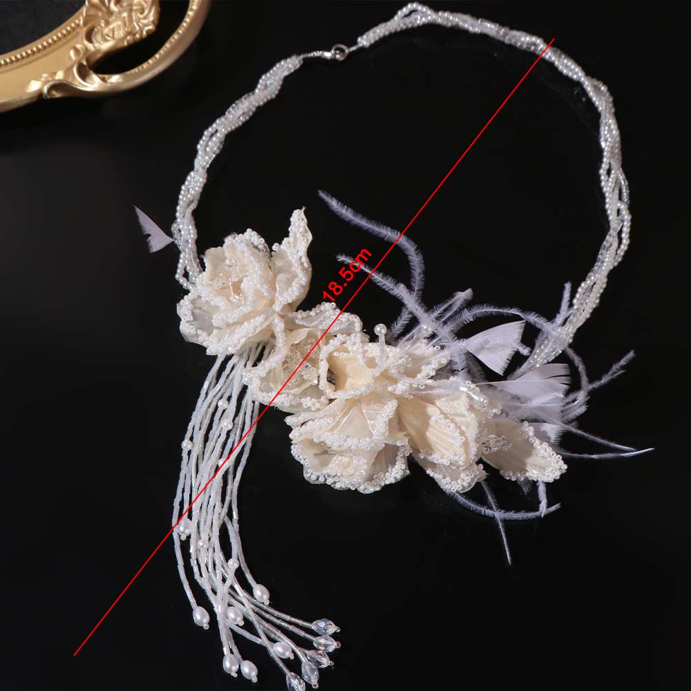 Franse Exquise Bruidshoofdbanden Veer Parels Bruidshoofddeksel Bloem Luxe Bruiloft Hoofddeksels Bruidsaccessoires