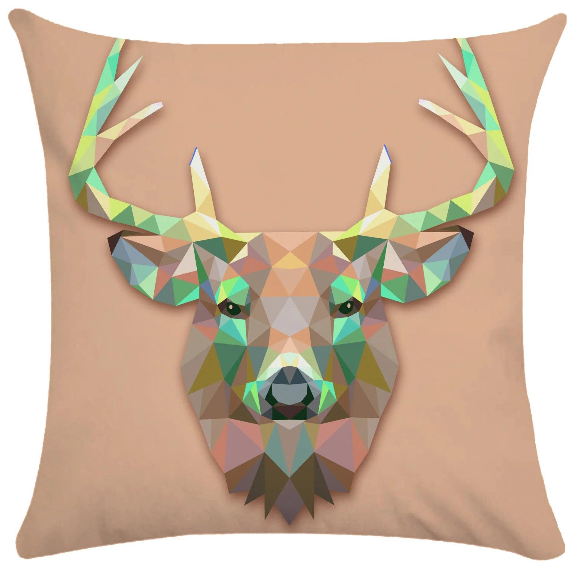 

Красочная наволочка с головой животного, забавная тигровая панда, волк, кровать, диван, эстетика домашней комнаты 40x40cm