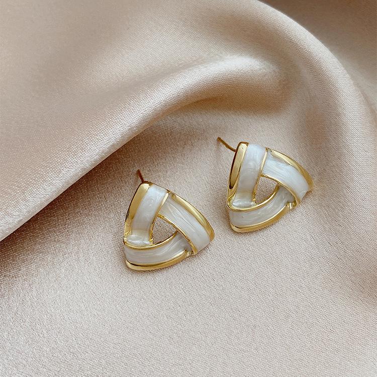 Elegant Geometric Triangle Enamel Drop Earrings for Women - Stylish and Trendy Douyin Favorite