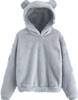 Felpa con Cappuccio Foderata in Pile Invernale con Orecchie da Coniglio Donna Calda Morbida Accogliente Top Casual