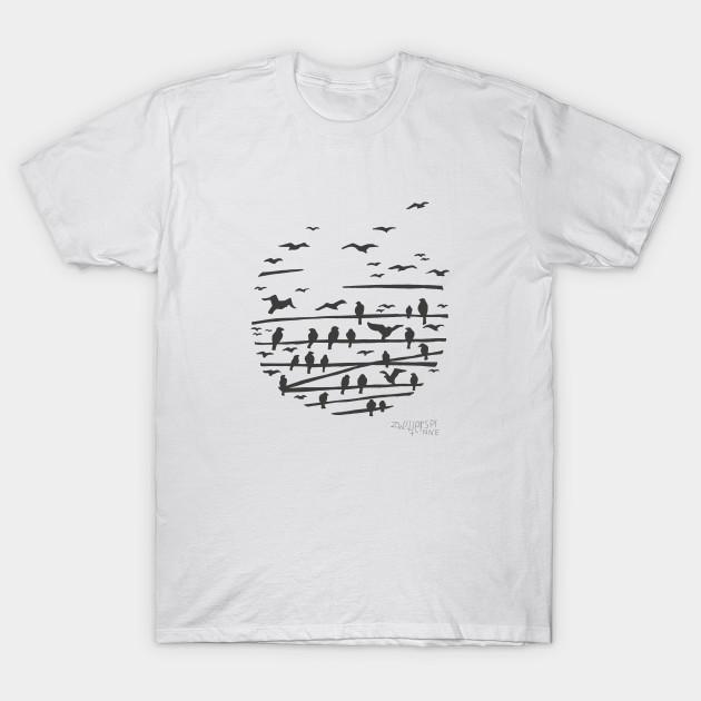 

Unisex Fashion TShirt Birds Print TShirt Plus Size S-5XL T-Shirt 100%Cotton Tops O Neck Short Sleeve Tees L білий