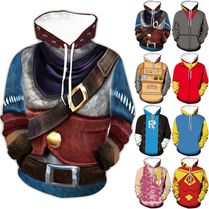 Roblox 3d Game Hoodie Hooded Pullover Sweatshirt Jacket Coat Sweater Tops Casual