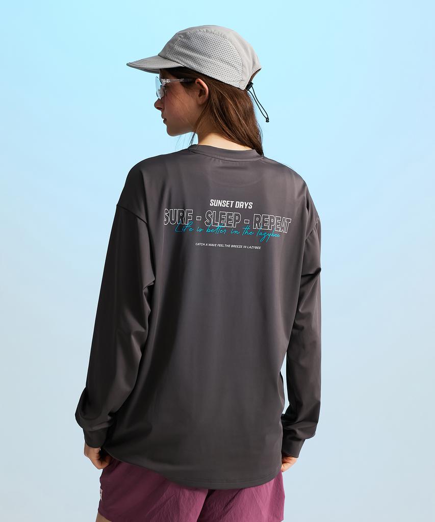 Leijibi Dry-Cooling Oversized Top Long Sleeve Rash Guard M Dark Gray