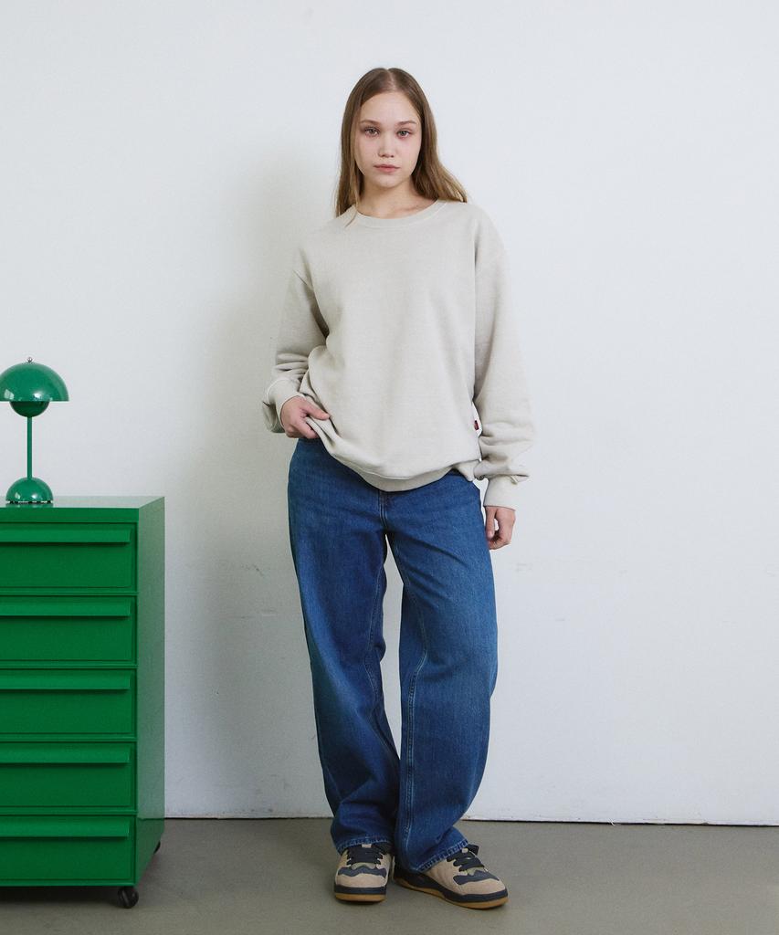 ADERNM Pigment Cut-Line Sweatshirt (Beige)