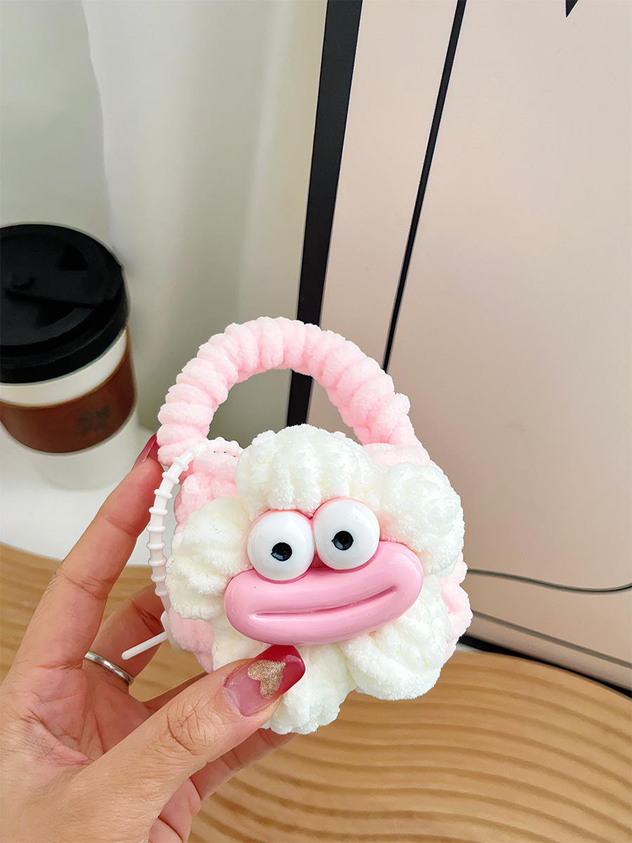 Spot Sausage-mouth Plush Headphone Case Hand-knitted Cute Quirky Adorable Big Eye Cartoon Design Bag Charm Standard
