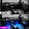 Acrylic Car Interior LED Strips USB Interface Dynamic Colorful RGB Car Ambient Lights Interior Neon Strip Music Sync App Control