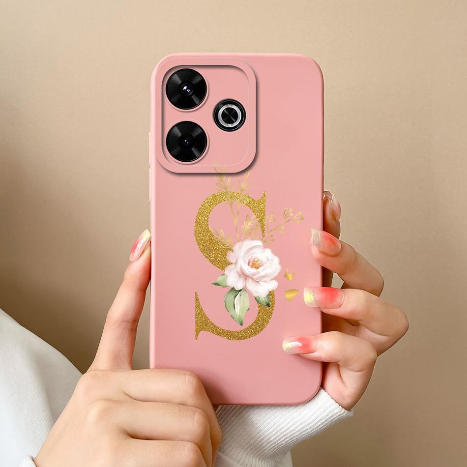 Elegant Case For Redmi 13 4G Personalized Letter Soft Liquid Silicone Protective Phone Cover For Xiaomi Redmi13 Shell Funda Capa