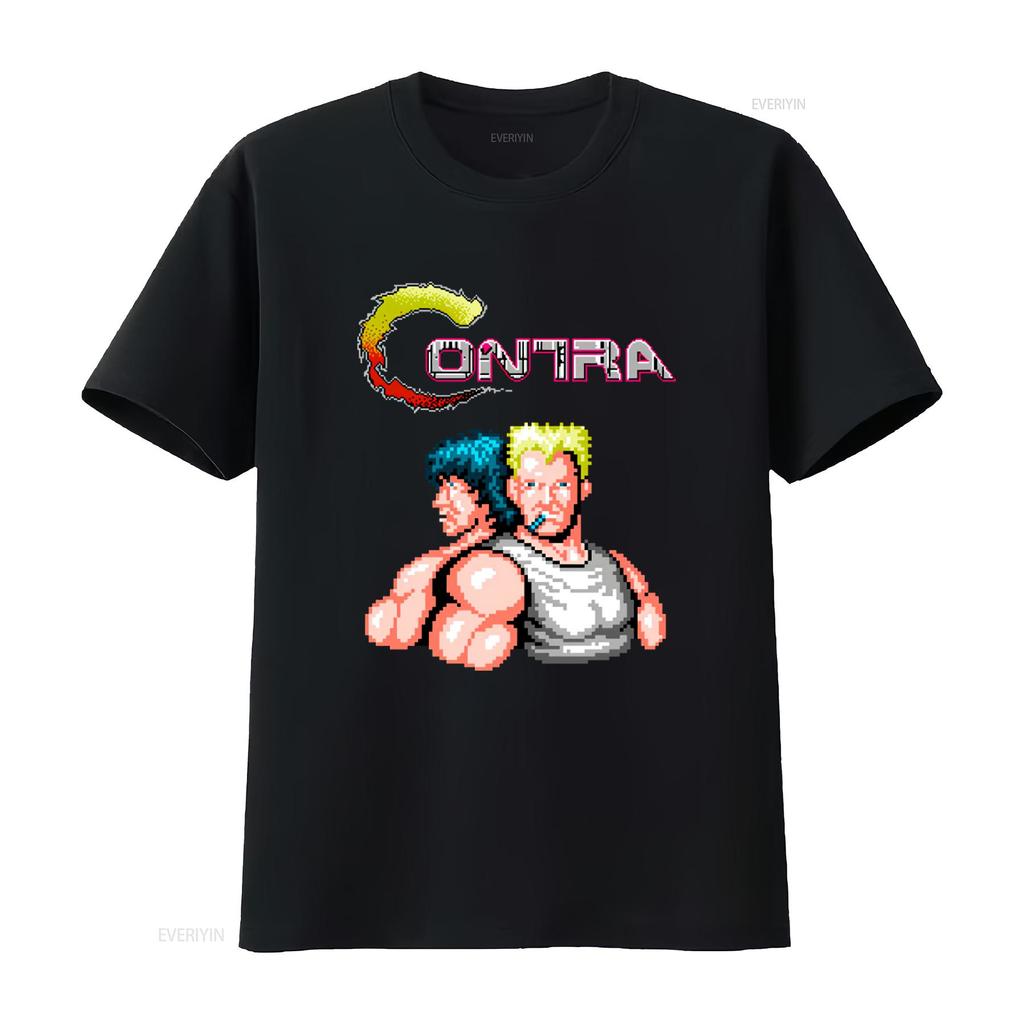 Contra NES Famicom Game Screen T Shirt 8 Bit Retro Design 100 Cotton Available in S 5XL vintage Washed fashion graphic