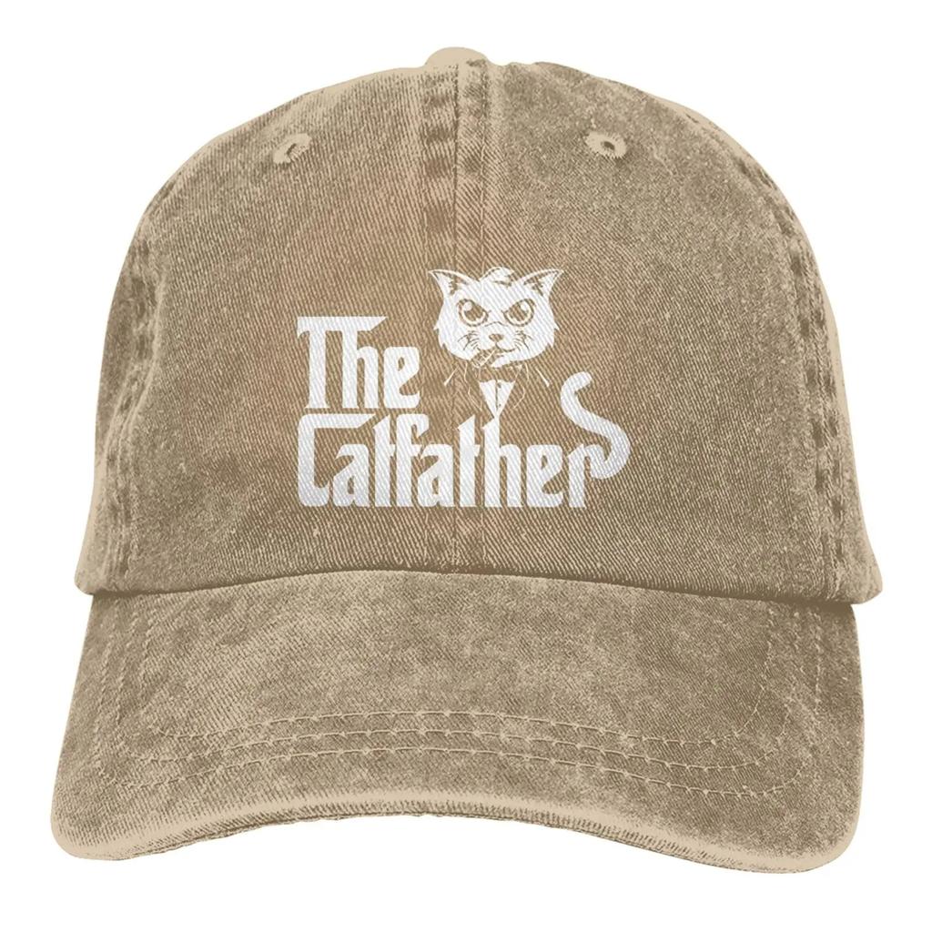 The Catfather Men's Hat Vintage Cotton Washed Baseball Caps Adjustable Low Profile Trucker Hat Gray