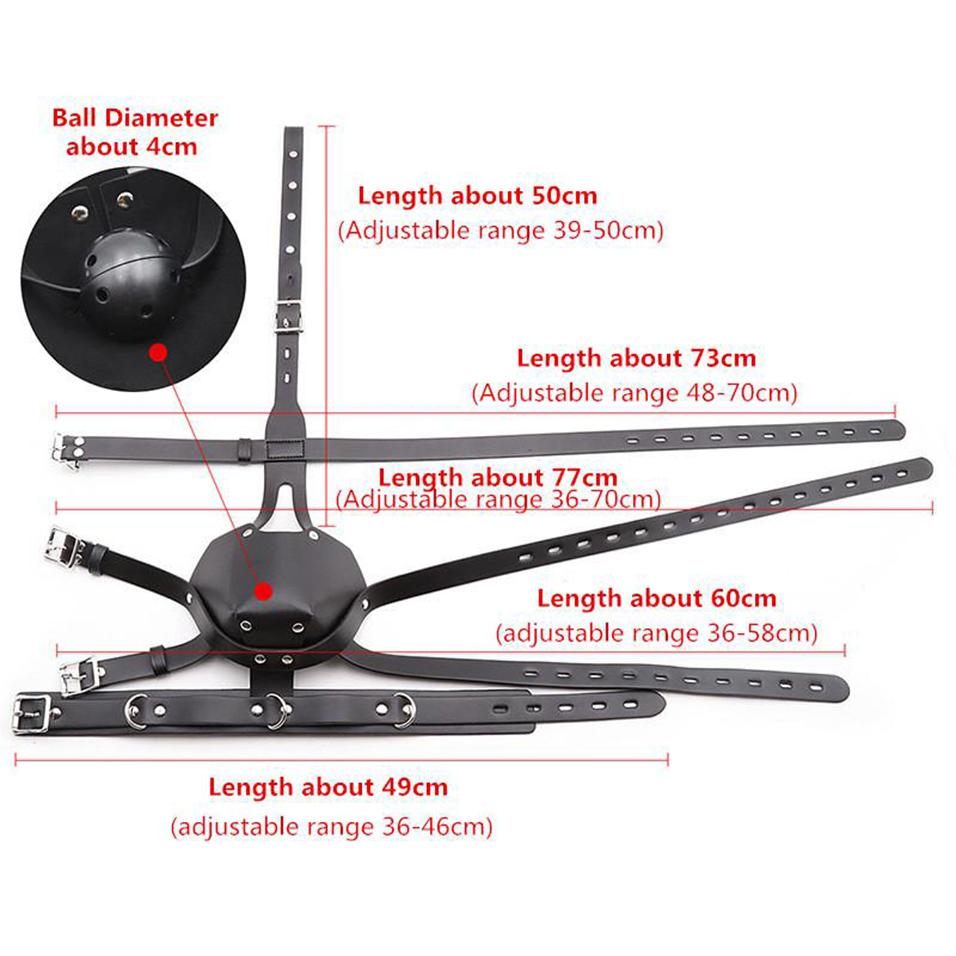 SM Leather Hood Mask  Bondage Harness Gag Muzzle Mask With Ball Mouth Gag Fetish Erotic Slave Restraint Sex Toys For Couples