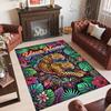 Leopard Theme Crystal Velvet Floor Rug Personalized Custom Name Text Warm Carpet Home Decoration
