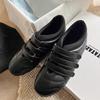 Round head hollow Velcro niche sports casual shoes women's leather Mary Jane versatile single shoes