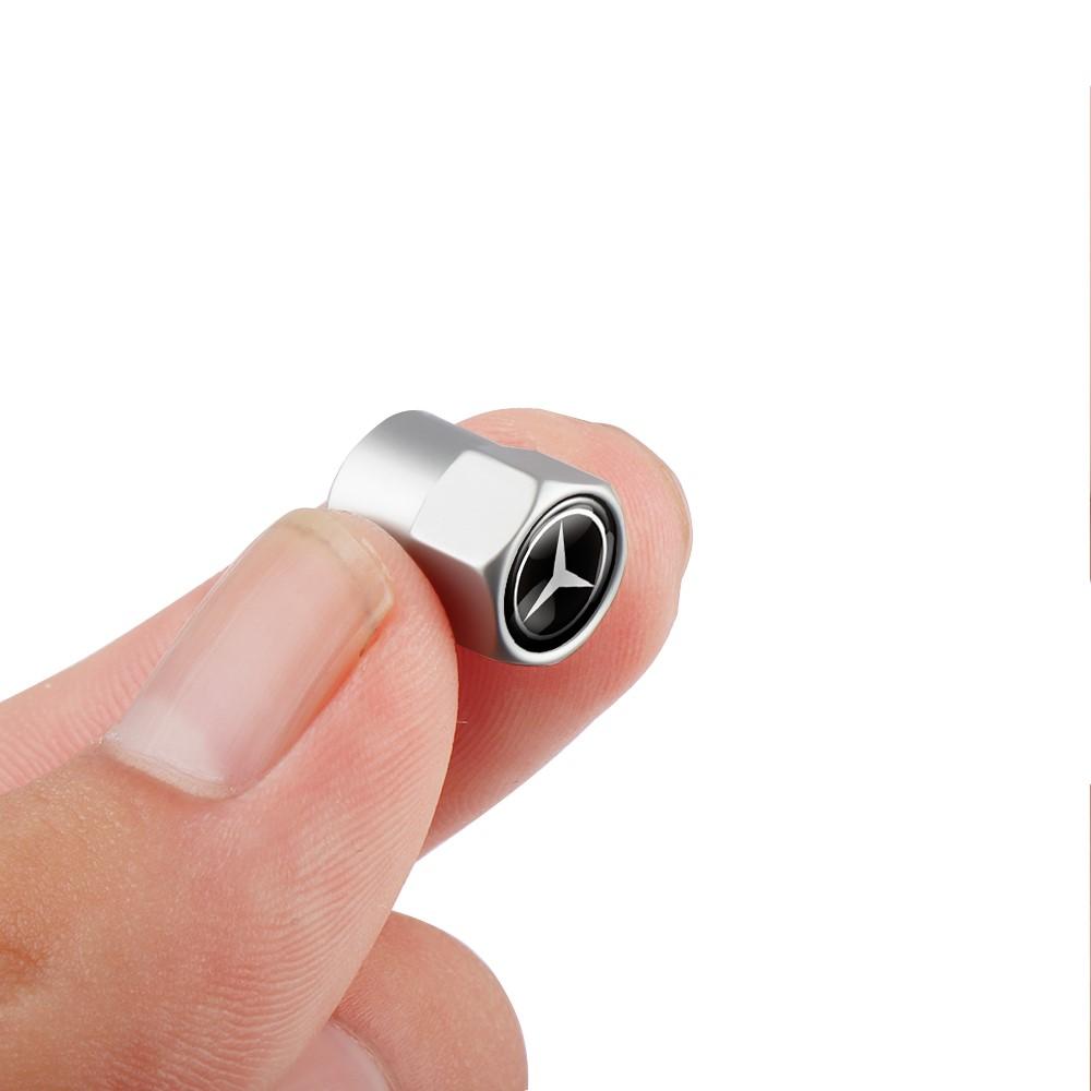 4Pcs Car Tire Valve Cap Aluminum Tyre Wheel Air Stem Valve Cap for Mercedes Benz A E C G M R S Class W176 W204 W212 W222 CLA AMG QKMNR1