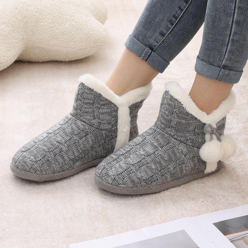 Fashion Shevalues Winter Plush Lining Snow Boots For Women Fashion Slippers Flat Bottom Cozy Ankle Boots Furry Warm Outdoor Cotton Boots
