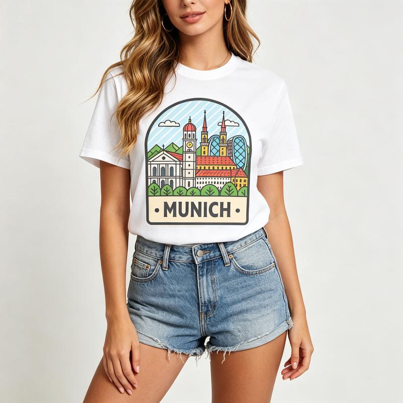 München Skyline Grafik T-Shirt für Unisex Unisex GerUnisexy Reise Souvenir T-Shirt