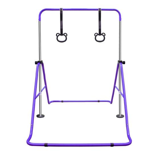 Sbarra da Ginnastica per Bambini, Altezza Regolabile da 88,9-129,54 Cm, Comoda per la Conservazione, Antiscivolo, Adatta per Allenamento a Casa/All'aperto per Principianti E