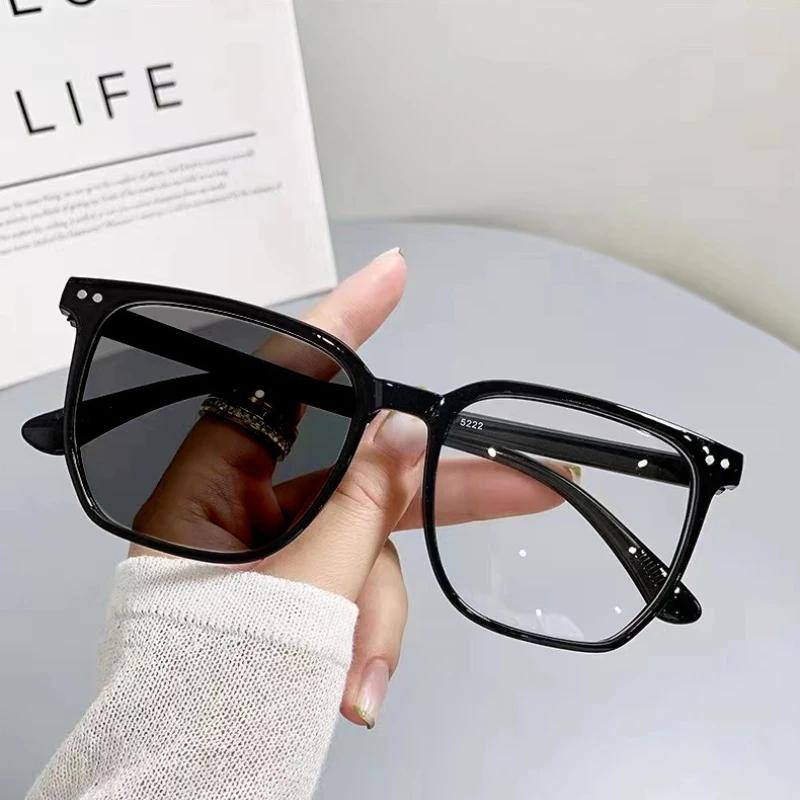 Pochromic Myopia Glasses Man Woman Square Anti Blue Light Ultra-lights Prescription Eyeglasses Minus Diopters 0 To -6.0