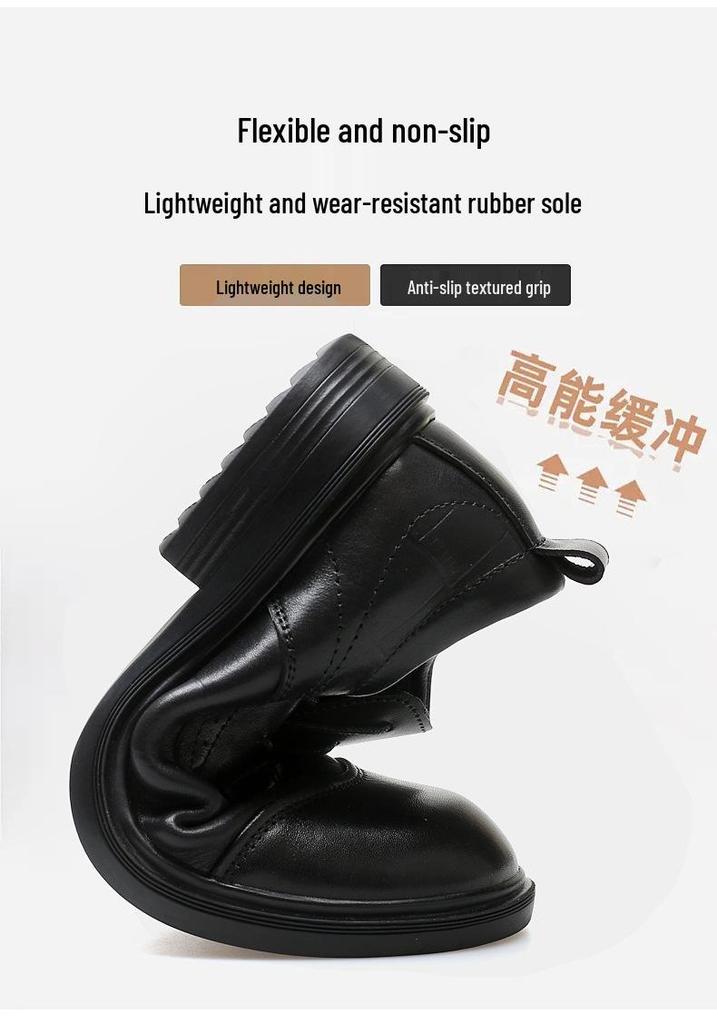 Men's British Style Cowhide Lace-up Leather Dress Shoes - Large Size, Thick Sole for Business