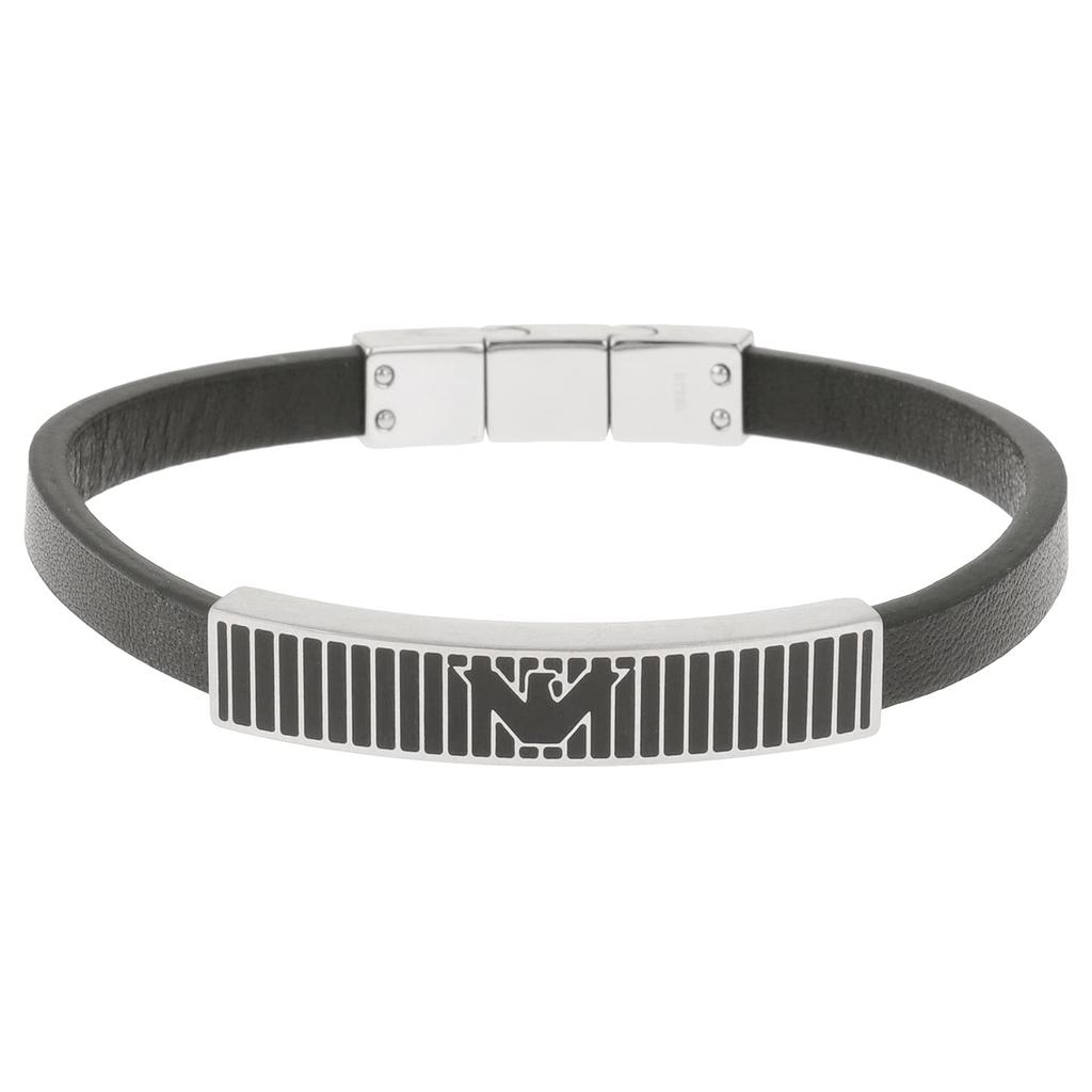 Emporio Armani Eagle Logo Stripe Leather Bracelet [Used]