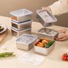 Nerezová ocelová nádoba na čerstvé potraviny, obdélníkový piknikový bento tác, úložný box do lednice s mrazákem, restaurační talíř