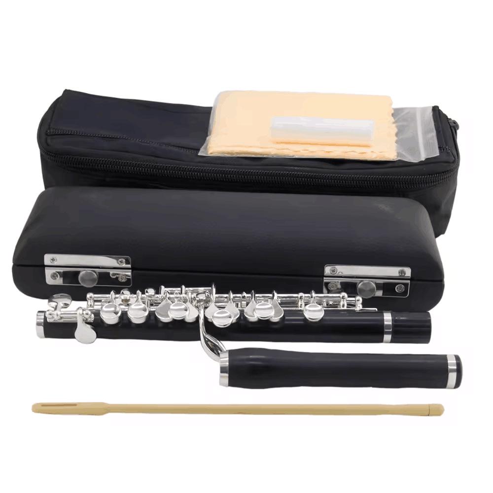 Natural Ebony High-Pitched C Key Recorder, Silver-Plated African Blackwood Instrument Ebony Finish