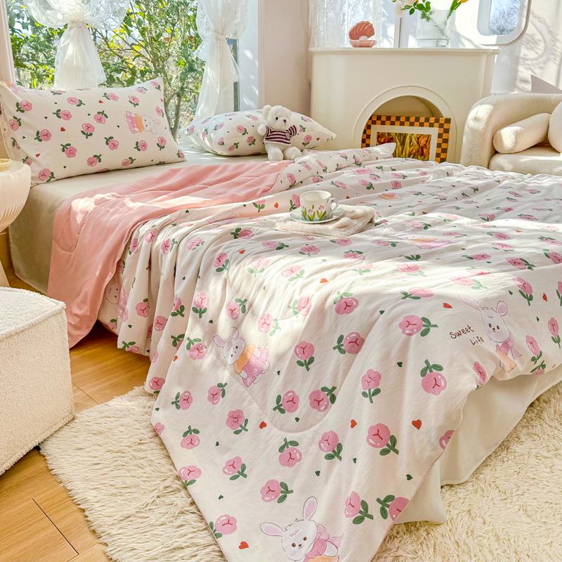 Class A Summer Cool Quilt: Double Yarn for Mother & Baby - Lightweight Air Conditioning Quilt for Kids, Students, and Dorms