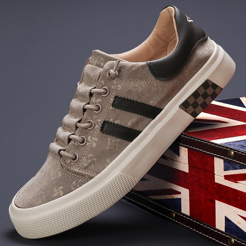 Spring New Mens Shoes Trendy and Versatile Casual Mens Canvas Shoes Breathable Flat Bottom Low Top Lace-up Shoes