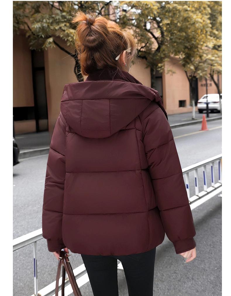 Women’s Short Hooded Windproof Thicken Warm Winter Jacket With Raglan Sleeves