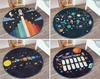 Space Rocket Round Carpet, Kids Math Learning Non-Slip For Bedroom