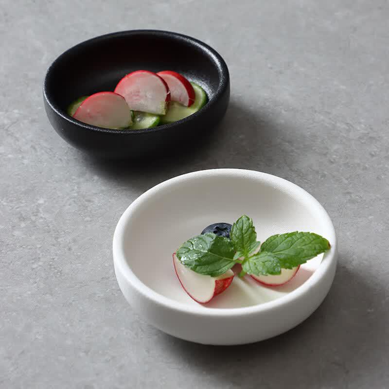 RuHan Nordic Ceramic Matte Black Small Round Seasoning Dish (Set of 2)