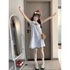 Summer Wear Small Shirt Skirt Women's College Plaid Splicing Loose Doll Collar Small Flying Sleeve Dress