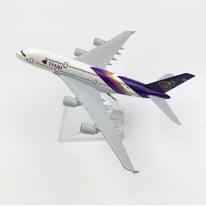 Maßstab 1/400 16cm Thai Airways Airbus A380 Airways Flugzeugmodell Flugzeug Diecast Metallflugzeuge