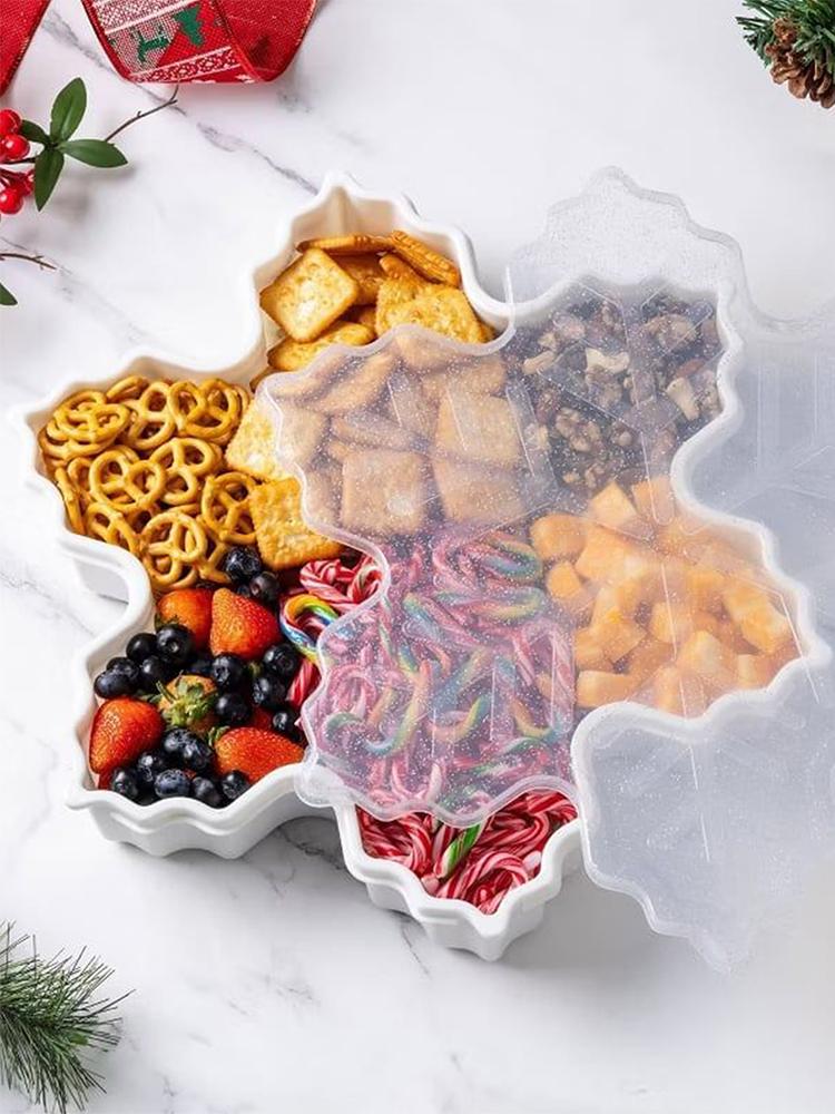 Snack Tray Portable Food Organizer Holiday Snack Box Container For Treats Nuts Fruit Popcorn Dip Dessert Party Table