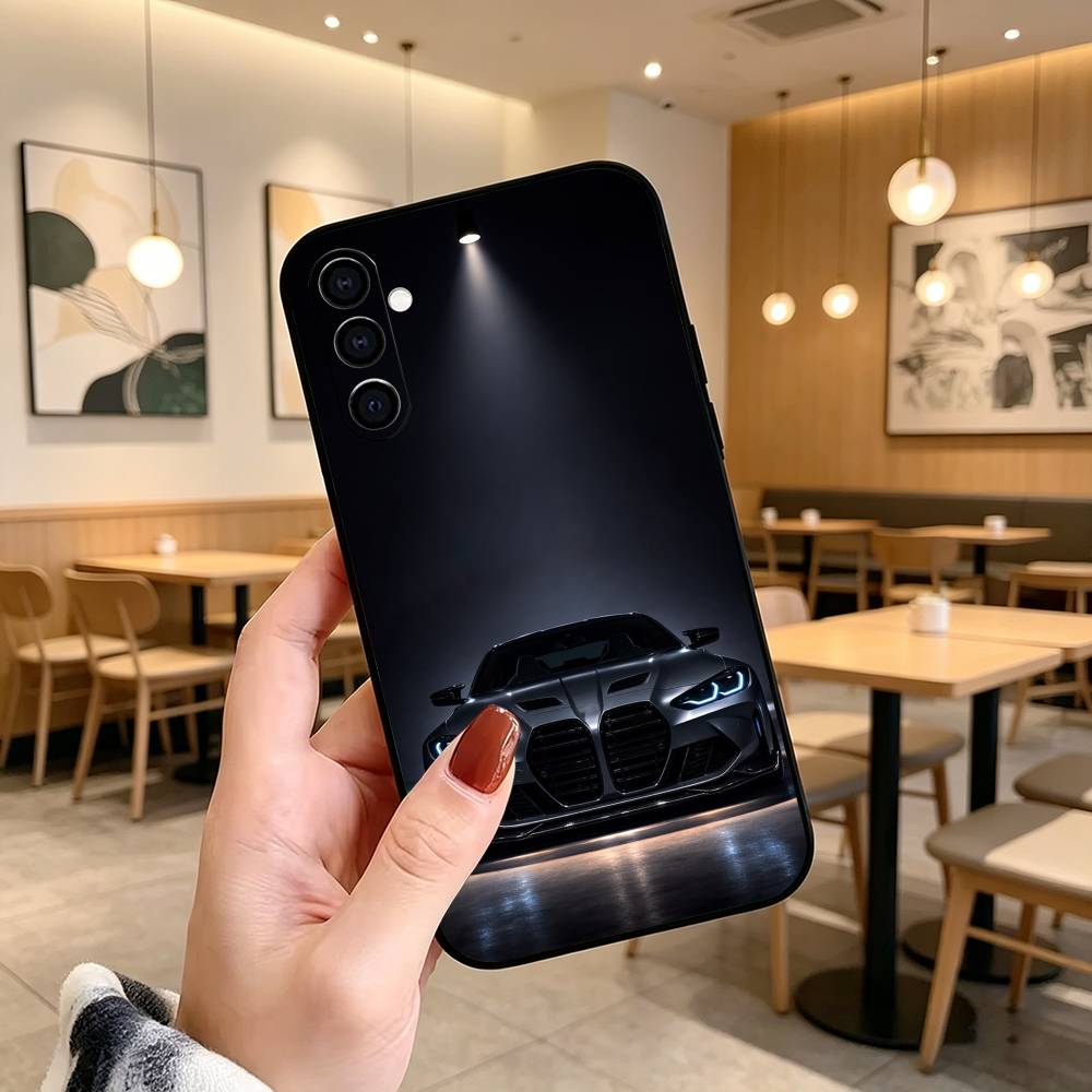 Cool Sports Blue-white Red Car-M4 CAR Phone Case For Samsung Galaxy A73,A72,A71,A70,A53,A52,A51,Soft Silicone Black Cover Samsung a12