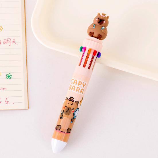Multicolor 10-in-1 Ballpoint Pen Cute Capybara Ballpoint Pen Push-Type Writing Pen