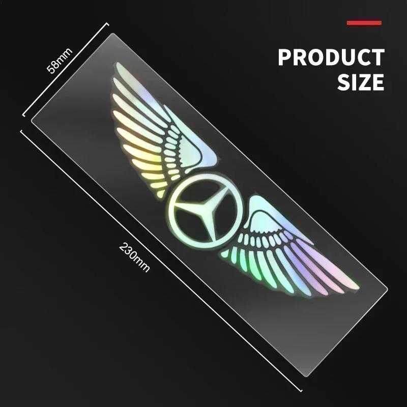 AZP2  Car Logo Angel Wings Decoration 3D Reflective Waterproof Sticker For Mercedes Benz Amg W204 W213 W205 W211 W212 W176 W205 W203