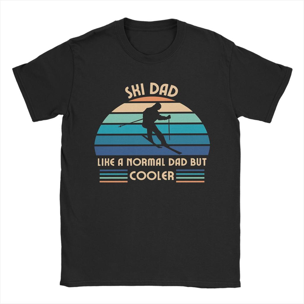 Ski Dad Funny Cute Winter Skiing TShirt Beach  100 Cotton T Shirts For Mens Fashion Design Shirt ShortSleeved Y2K Fun Top Tees