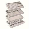 4pcs Jewelry Display Tray Gray Velvet Earrings Display Dust-proof Storage Props Drawer Jewelry Storage Box