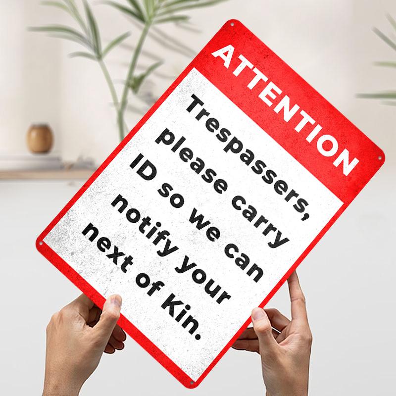 

Trespasser Warning Sign Printed Poster Customized Wall Art Retro Vintage Metal Tin Signs for Room Decoration Garage Decorations 7.9x11.8In(20x30cm)