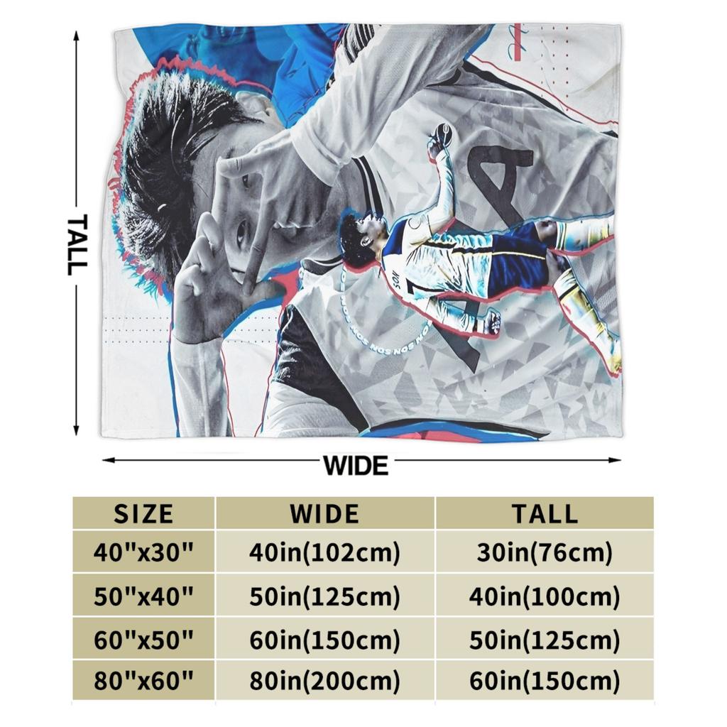 Son Heung-Min Soccer Football Fleece Throw Blankets Number 7 Blanket for Home Bedroom Lightweight Bedroom Quilt