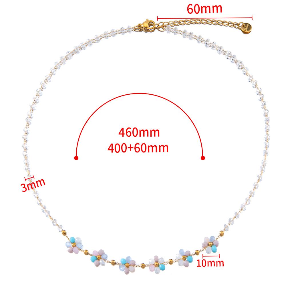 1pcs Stainless Steel Crystal Flower Beaded Chains Lobster Clasps Braid Bracelet Necklace for Women DIY Jewelry Making Wholesale