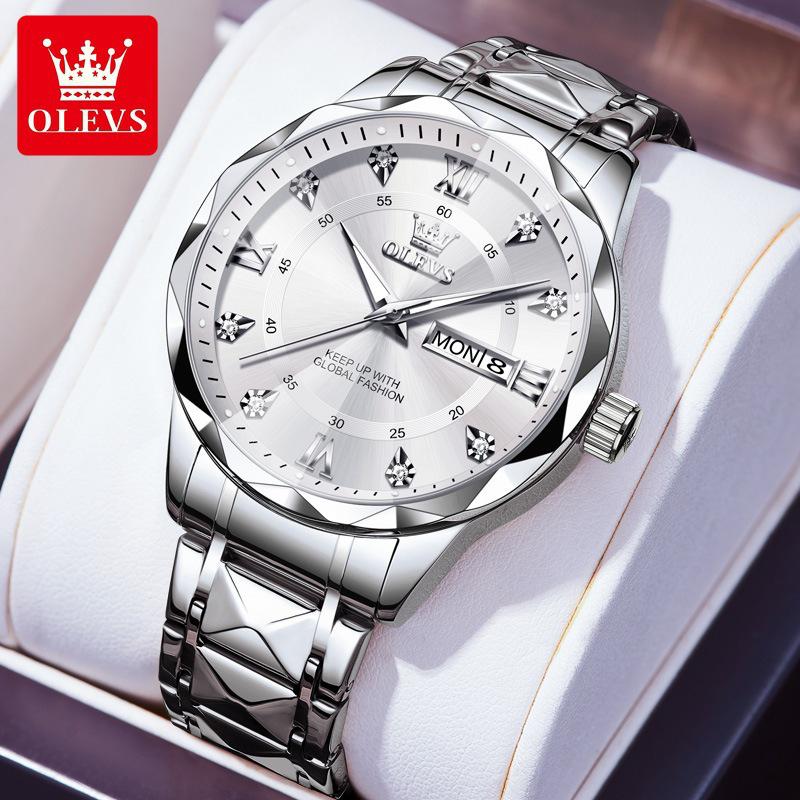 Oulishi 2025 Men's Luminous Waterproof Quartz Watch with Diamond-Shaped Mirror