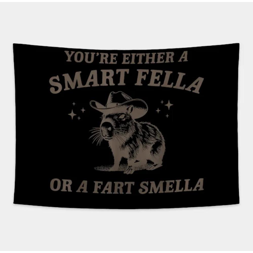 

Funny Western Tapestry Smart Fella or Fart Smella Unique and Humorous Wall Art for an Entertaining Decor Statement 74x94cm(29x37in)