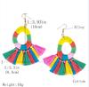 Boho Colorful Fan-shaped Tassel Earrings Handmade Big Ring Long Drop Earrings Women Jewelry