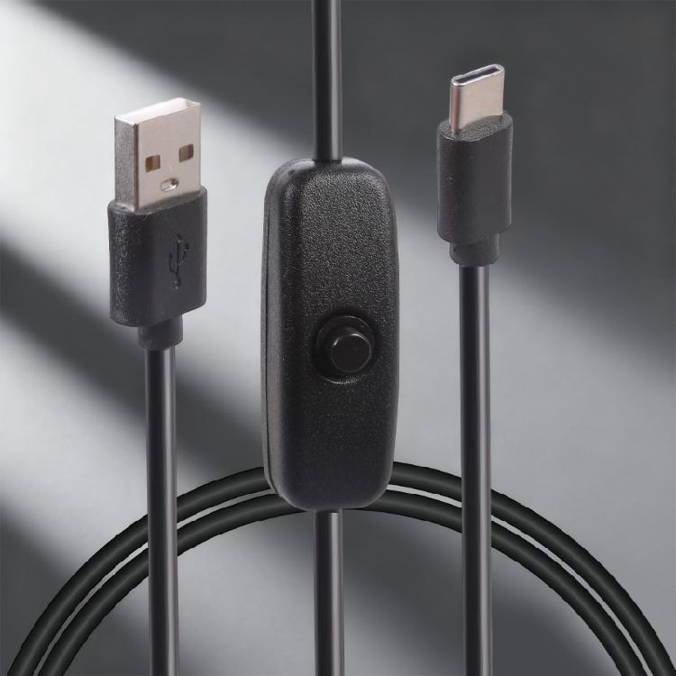 Long USB To Type C Charging Cable with Power Switches Plastic Texture for Charging Phones Fan Light and More Gadgets